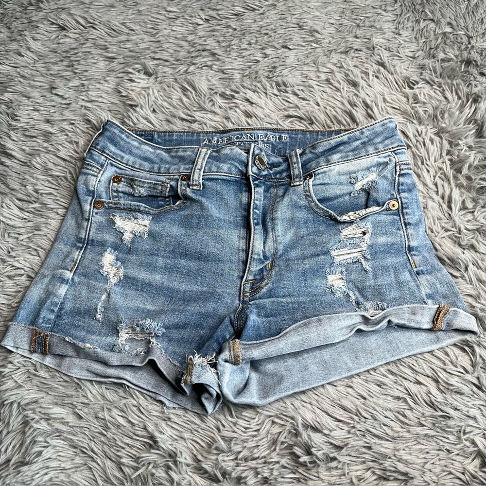 American Eagle Outfiiters Shorts Womens 8 Hi Rise Shortie Distressed Stretch